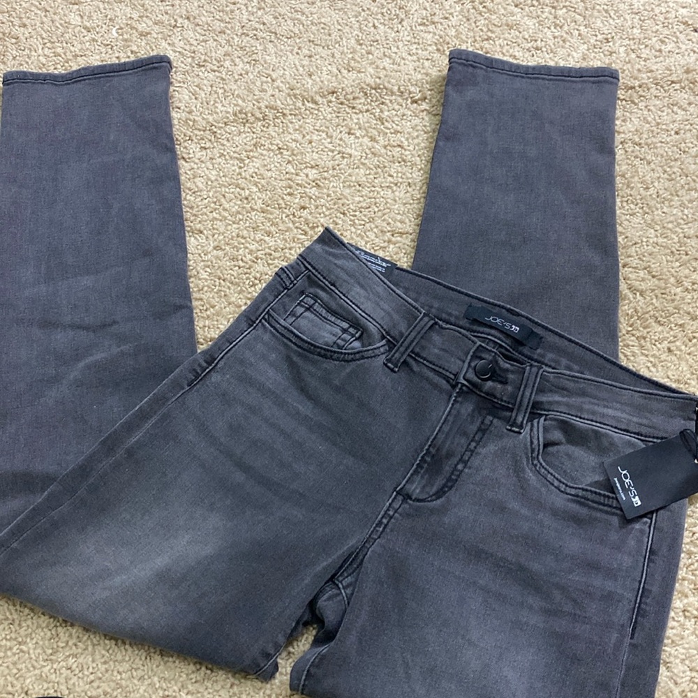 Joe’s jeans NWT straight leg crop jeanss faded black stretch denim size 24